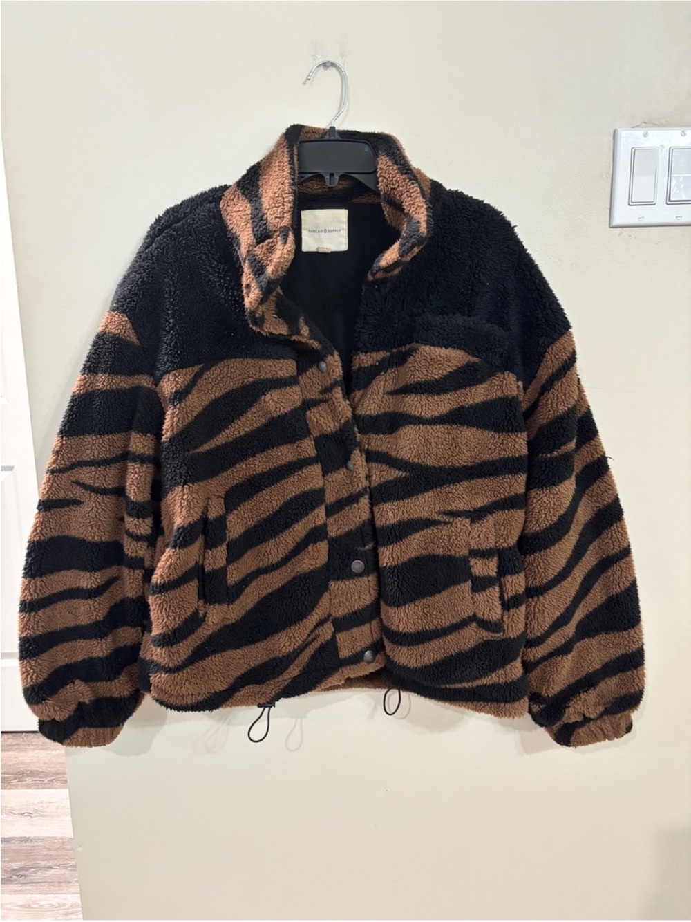 Thread & Supply Fuzzy Tiger-Stripe Jacket - Black & Brown